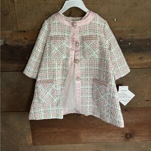 NWT Chic 3 pc Pink Plaid coat dress and hat
